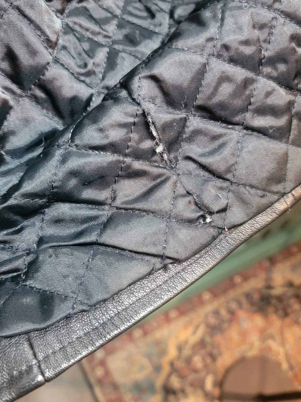 J.CREW Men's Black Leather Full Zip Quilted Lined Short Jacket Size M